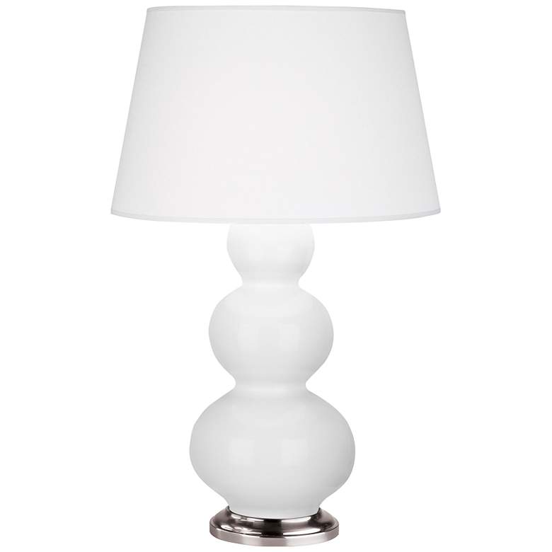 Image 1 Robert Abbey, Triple Gourd, Daisy Glazed Ceramic with Silver, Table Lamp