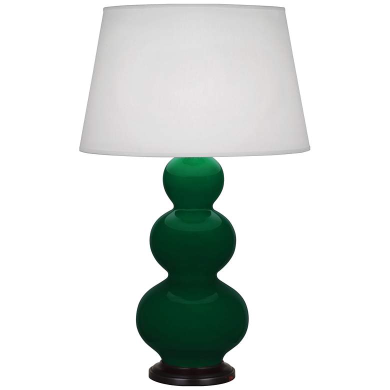 Image 1 Robert Abbey, Triple Gourd, Jungle Glazed Ceramic, Bronze, Table Lamp