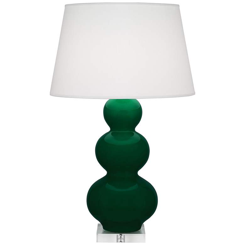 Image 1 Robert Abbey, Triple Gourd, Jungle Glazed Ceramic, Lucite, Table Lamp