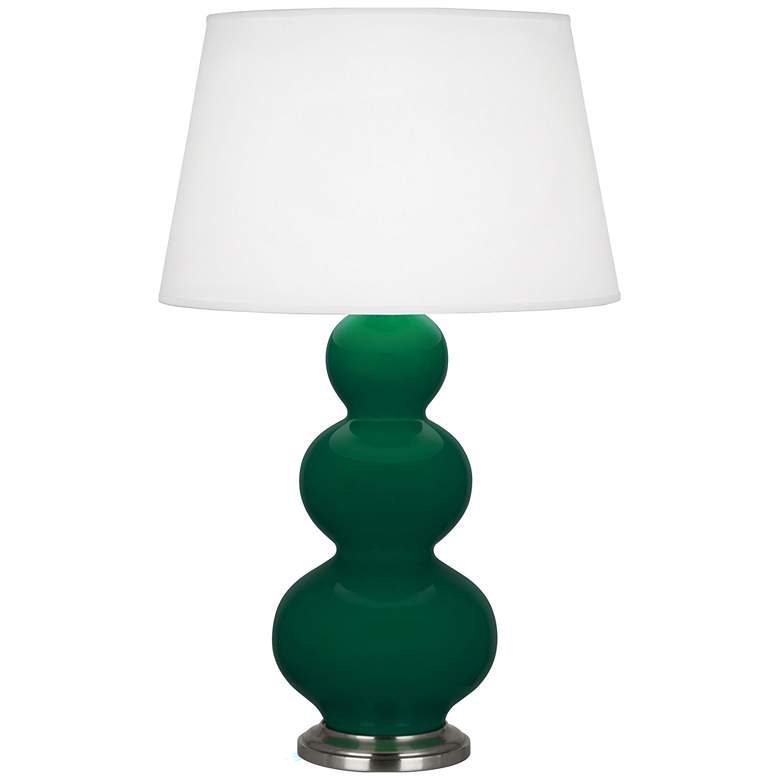 Image 1 Robert Abbey, Triple Gourd, Jungle Glazed Ceramic, Silver, Table Lamp