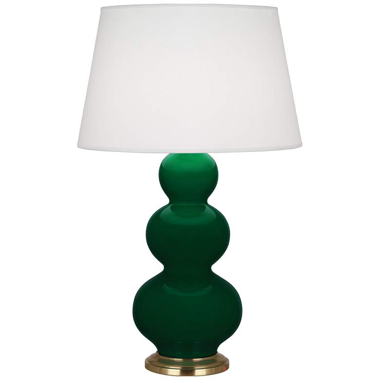 Image 1 Robert Abbey, Triple Gourd, Jungle Glazed Ceramic with Brass, Table Lamp