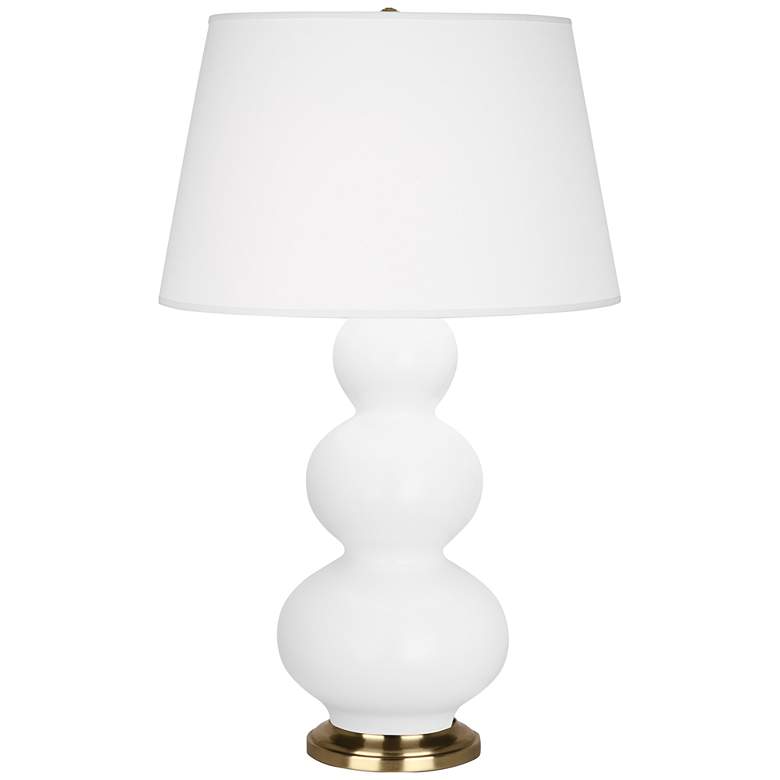 Image 1 Robert Abbey, Triple Gourd, Matte Daisy Ceramic, Brass, Table Lamp