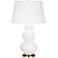 Robert Abbey, Triple Gourd, Matte Daisy Ceramic, Brass, Table Lamp