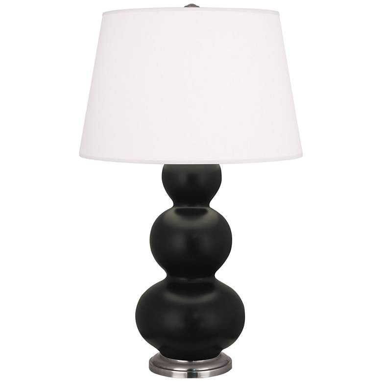 Image 1 Robert Abbey, Triple Gourd, Matte Obsidian Ceramc, Silver, Table Lamp