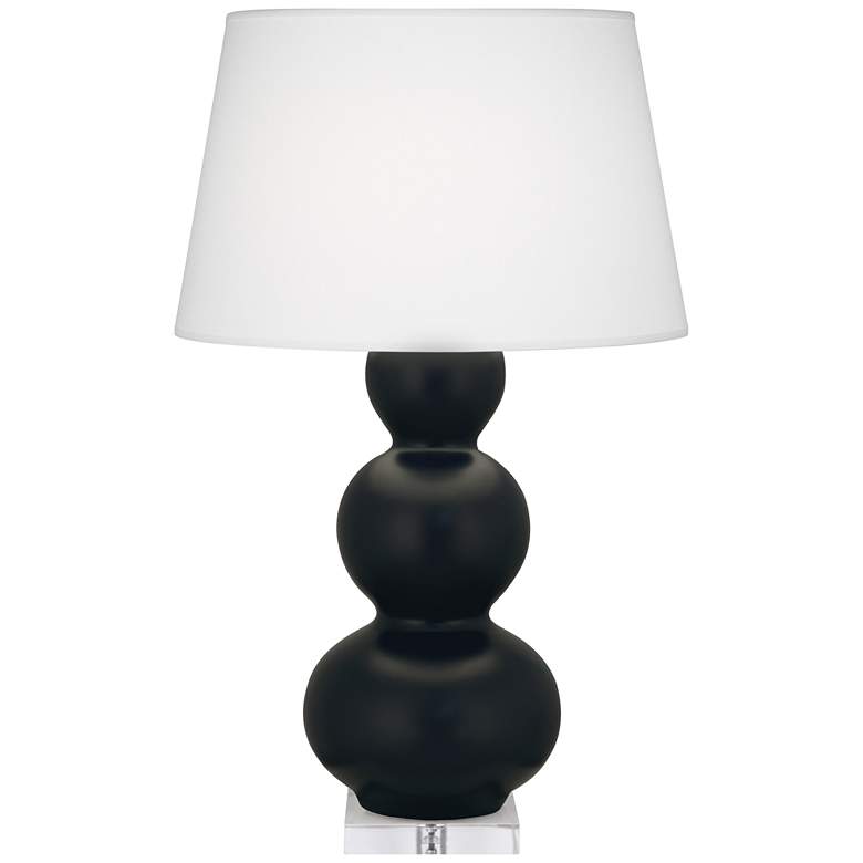 Image 1 Robert Abbey, Triple Gourd, Matte Obsidian Ceramic, Lucite, Table Lamp