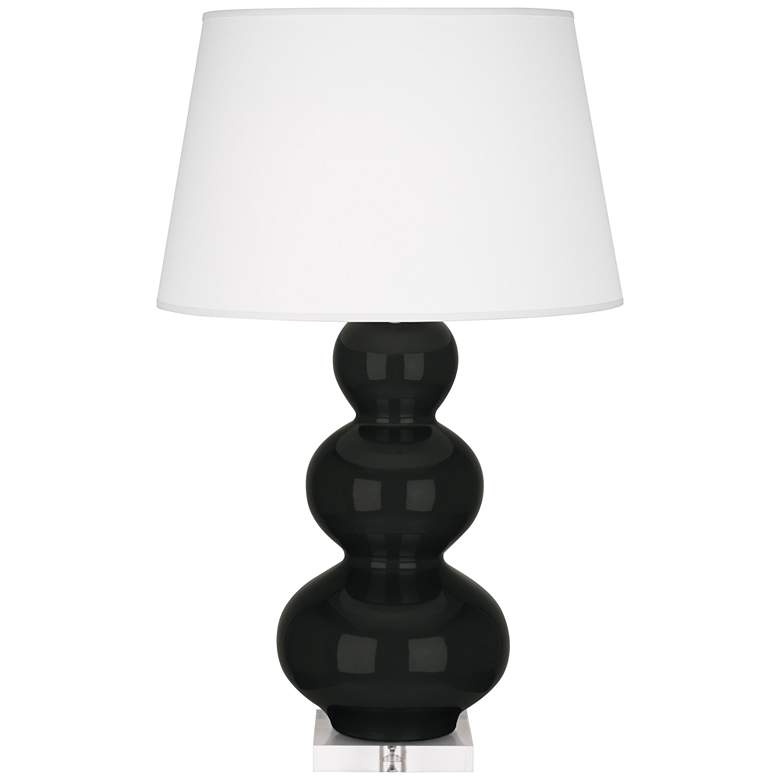 Image 1 Robert Abbey, Triple Gourd, Obsidian Ceramic Lucite Base, Table Lamp