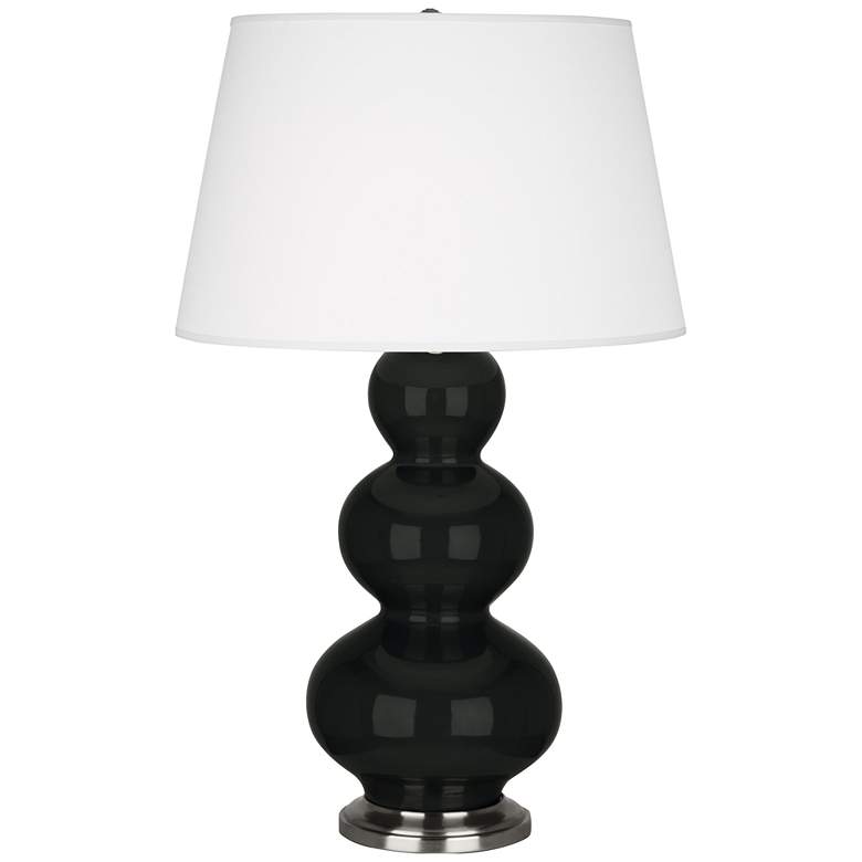 Image 1 Robert Abbey, Triple Gourd, Obsidian Glazed Ceramic, Silver, Table Lamp