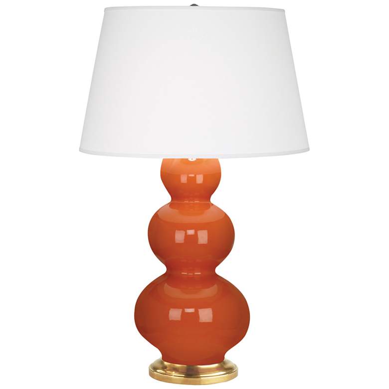 Image 1 Robert Abbey Triple Gourd Pumpkin Glazed Ceramic Table Lamp