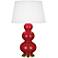 Robert Abbey Triple Gourd Ruby Red Glazed Ceramic Table Lamp