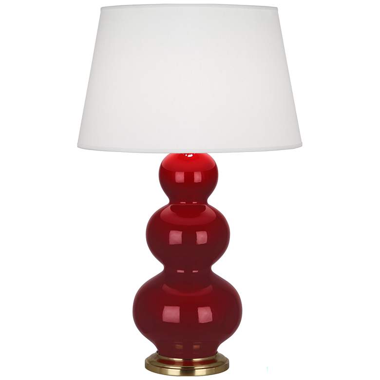 Image 1 Robert Abbey, Triple Gourd, Sangria Glazed Ceramic, Brass, Table Lamp