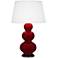 Robert Abbey, Triple Gourd, Sangria Glazed Ceramic, Bronze, Table Lamp