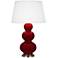 Robert Abbey, Triple Gourd, Sangria Glazed Ceramic, Silver, Table Lamp