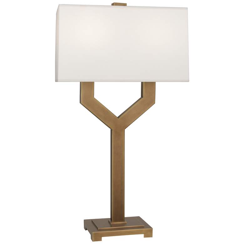 Image 1 Robert Abbey Valerie 34 1/4" HIgh White Shade and Brass Table Lamp