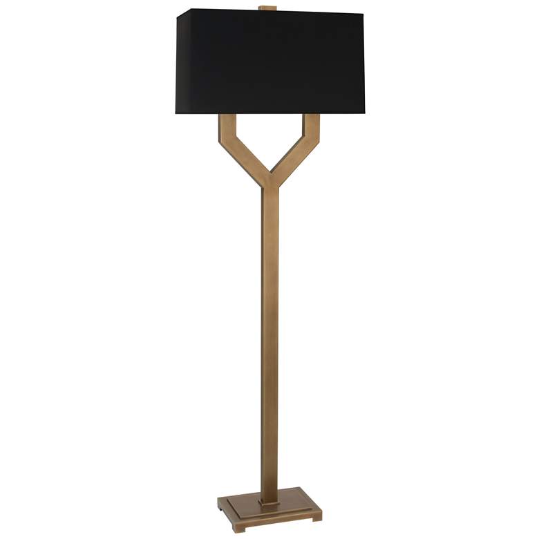 Image 1 Robert Abbey Valerie 63" Black Chade Vintage Brass Floor Lamp