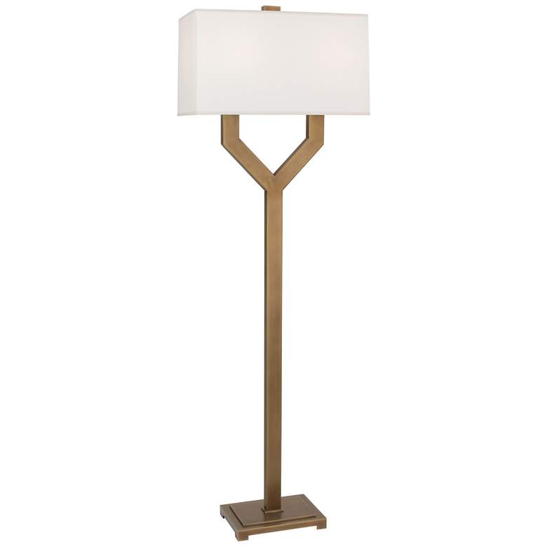 Image 1 Robert Abbey Valerie Floor Lamp 63 inch brass w/ white shade