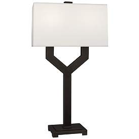 Image1 of Robert Abbey Valerie Table Lamp 34" deep bronze w/ white shade