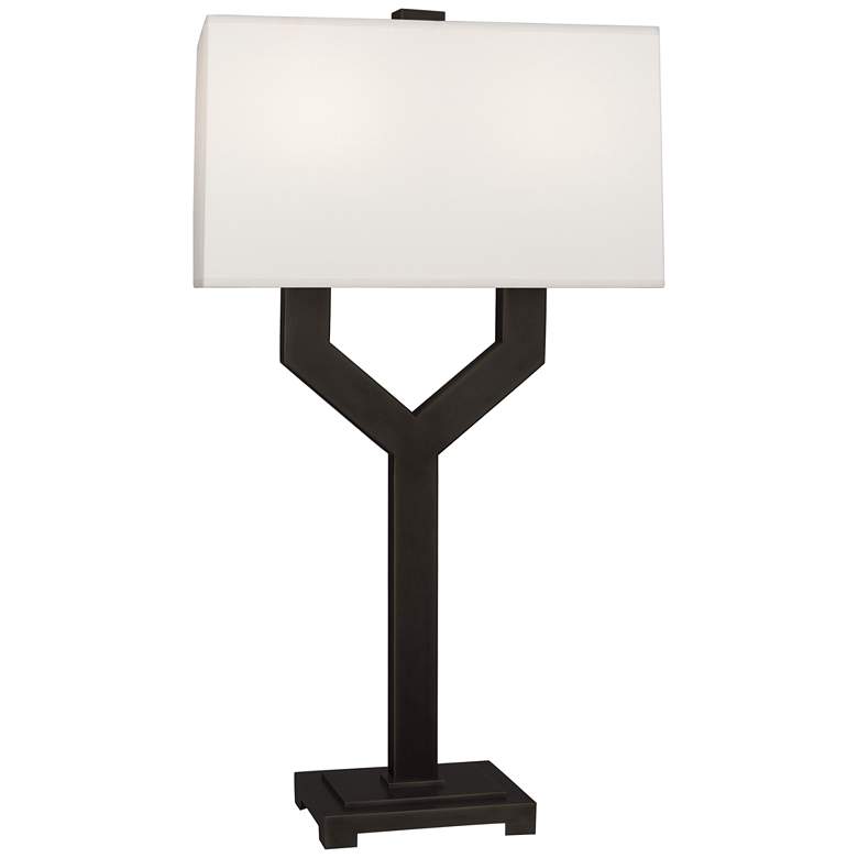 Image 1 Robert Abbey Valerie Table Lamp 34 inch deep bronze w/ white shade