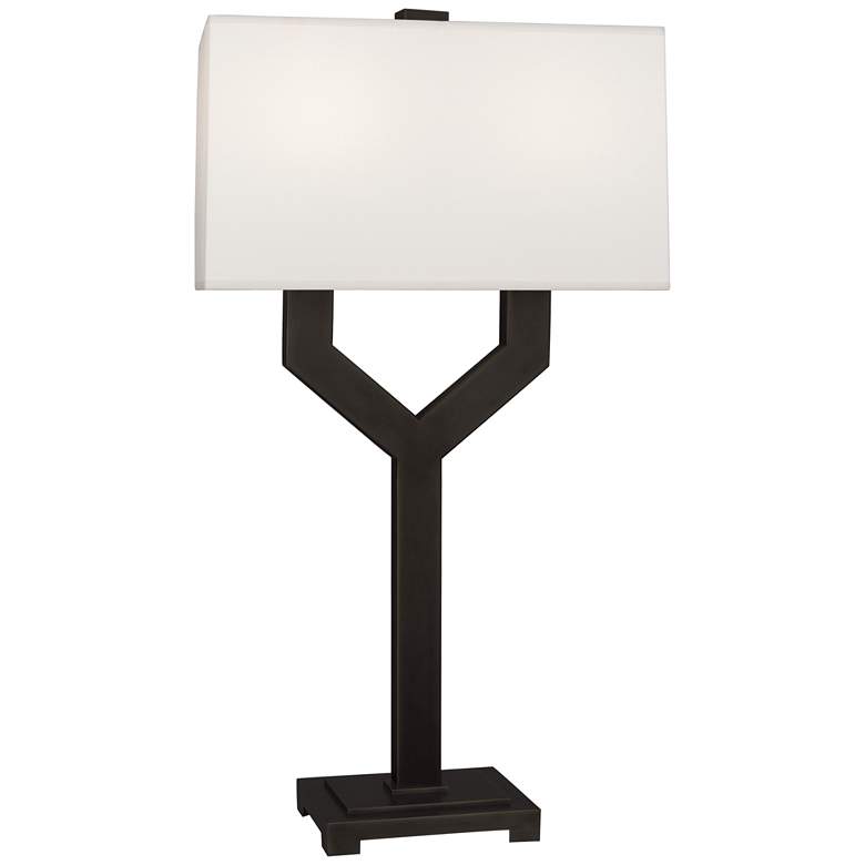 Image 1 Robert Abbey Valerie Table Lamp 34" deep bronze w/ white shade