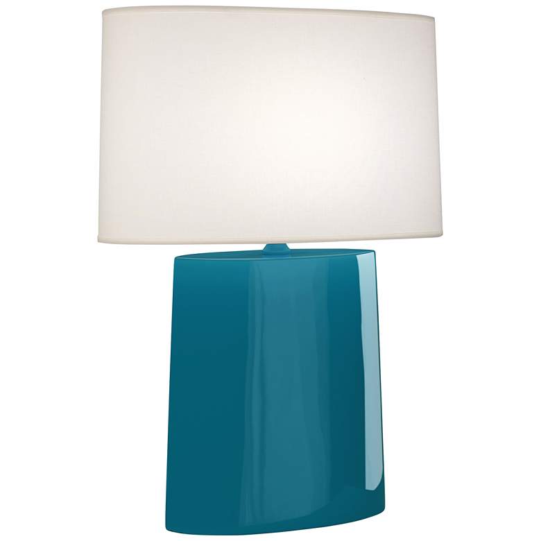 Image 1 Robert Abbey Victor 26 1/4" Peacock Blue Glazed Ceramic Table Lamp
