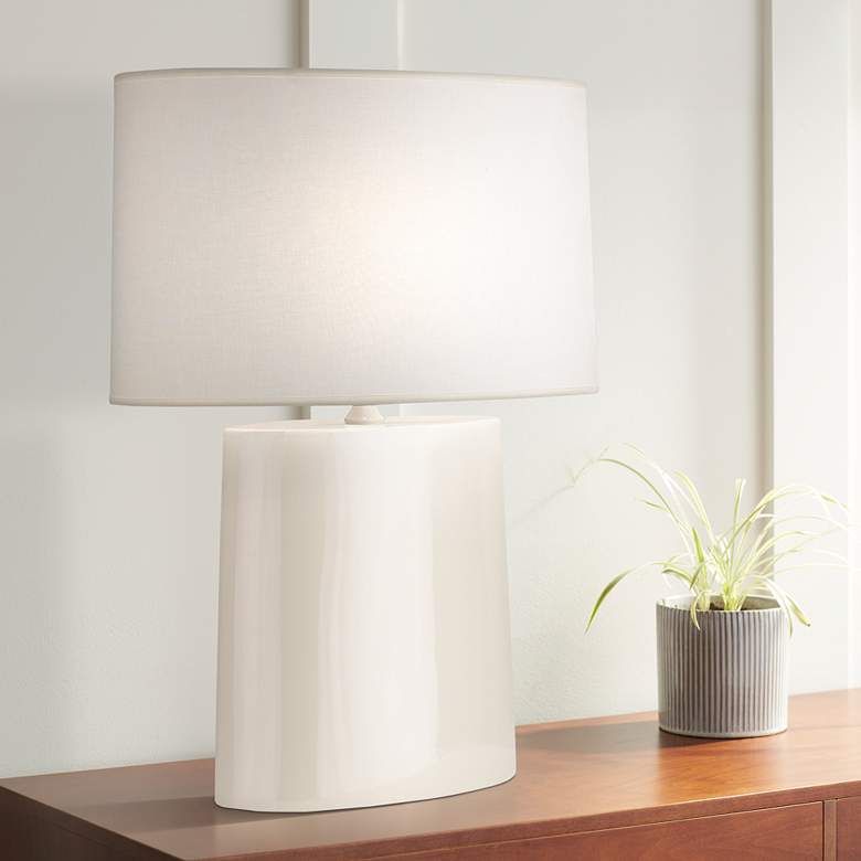 Image 1 Robert Abbey Victor Bone Glazed Ceramic Table Lamp