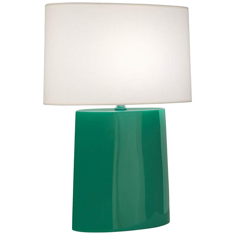 Image 1 Robert Abbey Victor Emerald Green Glazed Ceramic Table Lamp