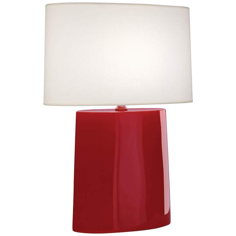 Image 1 Robert Abbey Victor Ruby Red Glazed Ceramic Table Lamp