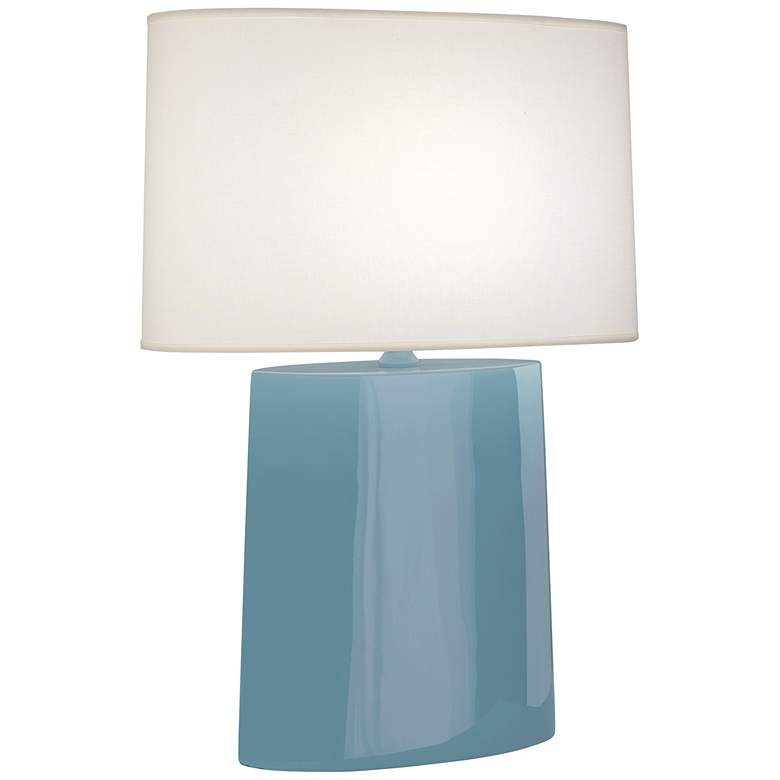 Image 1 Robert Abbey Victor Steel Blue Glazed Ceramic Table Lamp