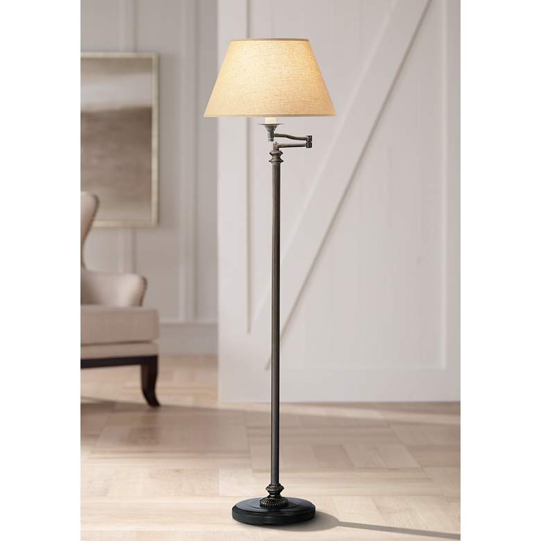 Image 1 Robert Abbey Victorian Bronze 56" High Swing Arm Floor Lamp