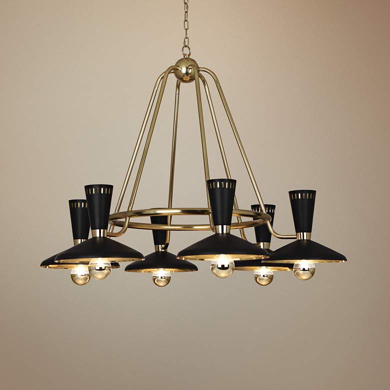 Image 1 Robert Abbey Vortex 46 1/4 inch Modern Brass and Black 6-Light Chandelier