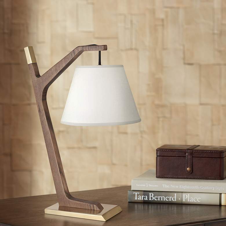 Image 1 Robert Abbey Wally Walnut Desk Lamp