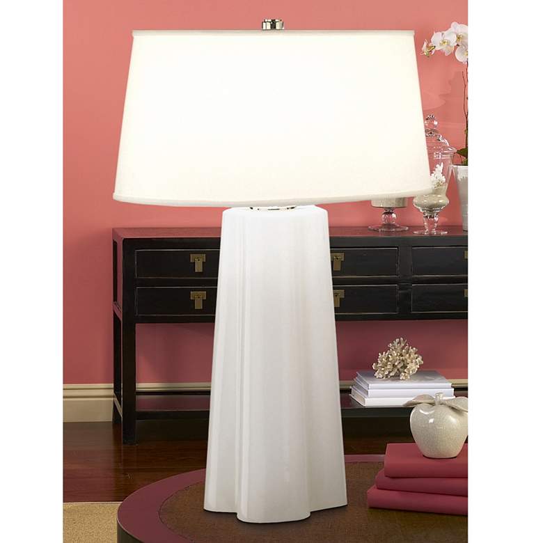 Image 1 Robert Abbey Wavy 26 1/2 inch Modern White Cased Glass Table Lamp