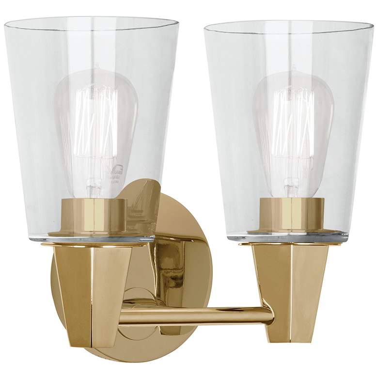 Image 1 Robert Abbey Wheatley 11" 2 light Wall Sconce brass w/glass shades