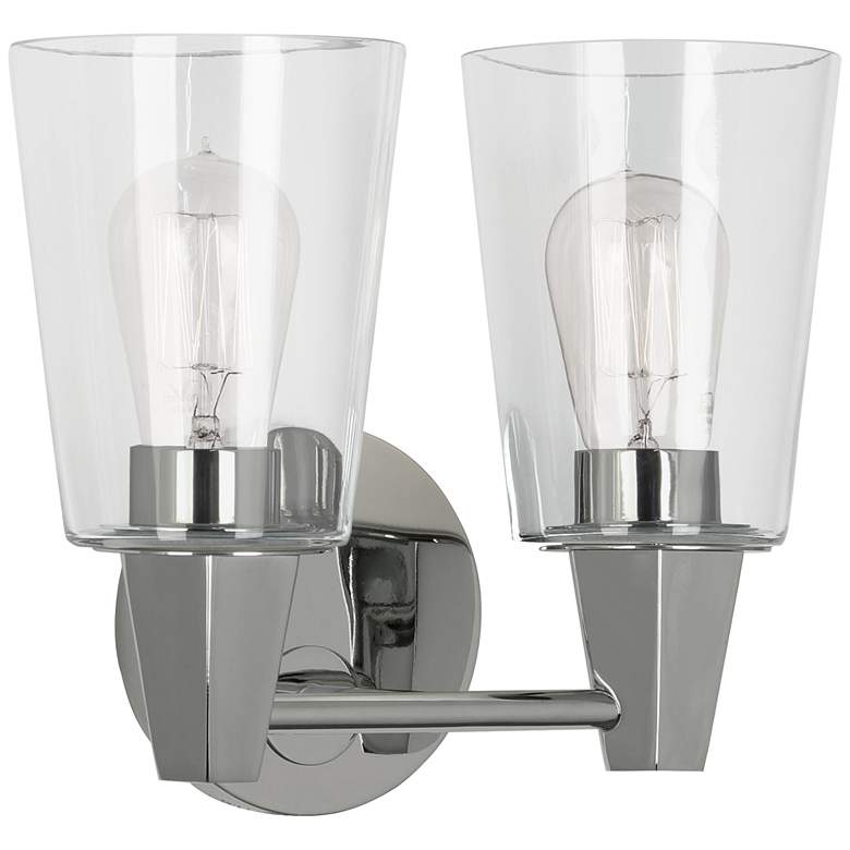 Image 1 Robert Abbey Wheatley 11" 2 light Wall Sconce chrome w/glass shades