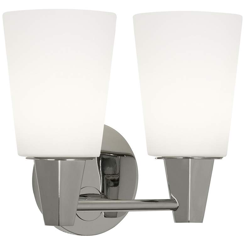 Image 1 Robert Abbey Wheatley 11" 2 light Wall Sconce chrome w/white glass sha