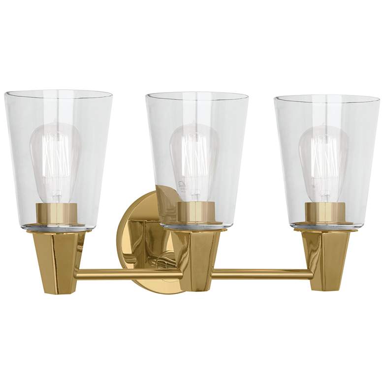 Image 1 Robert Abbey Wheatley 17" 3 light Wall Sconce brass w/white glass shad