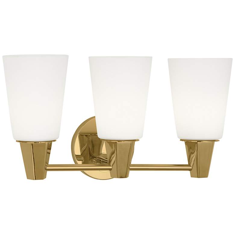 Image 1 Robert Abbey Wheatley 17 inch 3 light Wall Sconce brass w/white glass shad