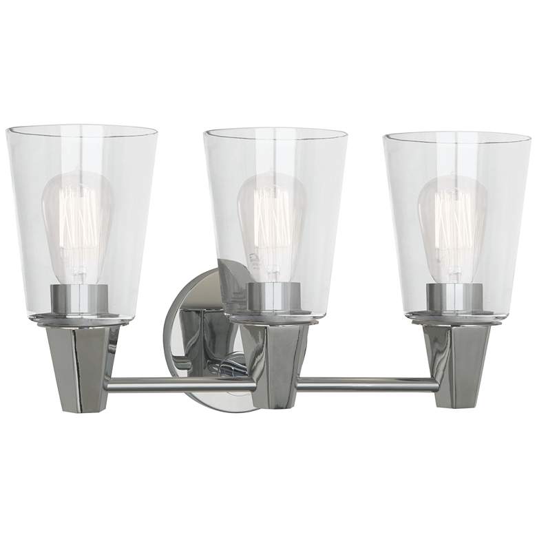Image 1 Robert Abbey Wheatley 17" 3 light Wall Sconce chrome w/glass shades