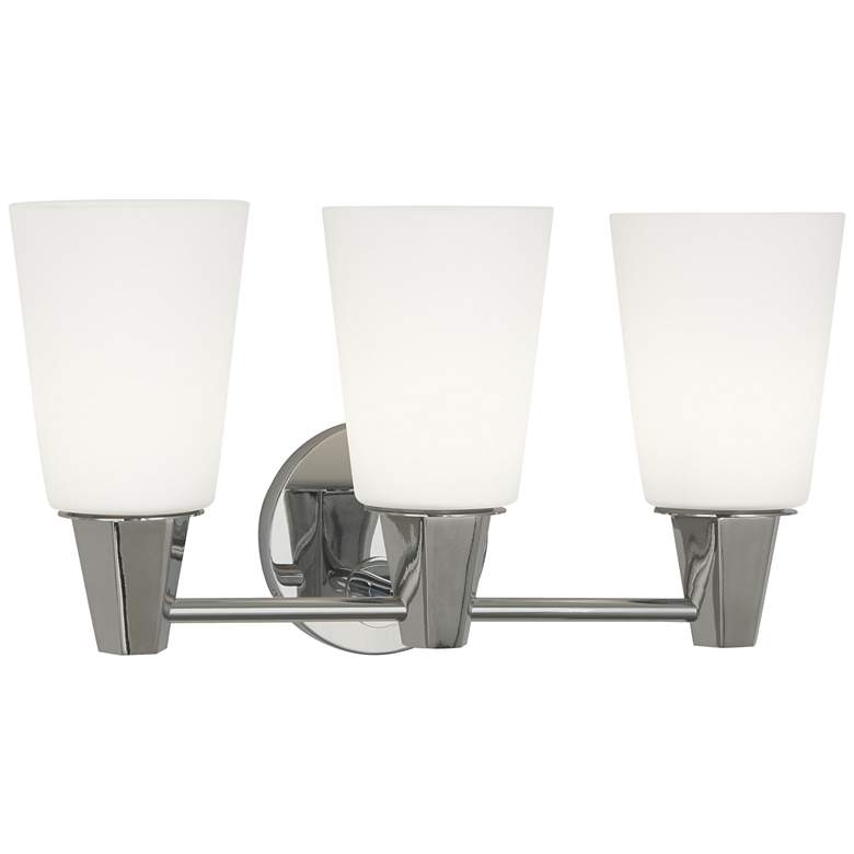 Image 1 Robert Abbey Wheatley 17" 3 light Wall Sconce chrome w/white glass sh