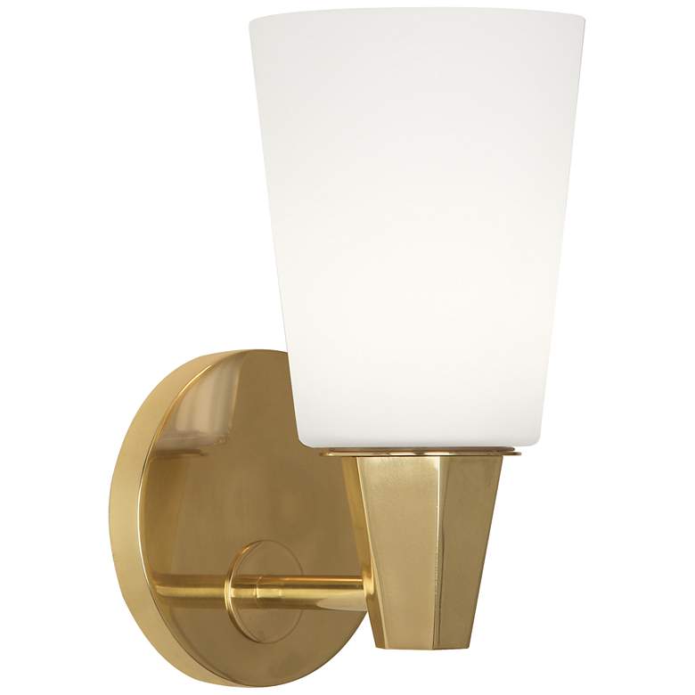 Image 1 Robert Abbey Wheatley Wall Sconce brass w/white glass shade