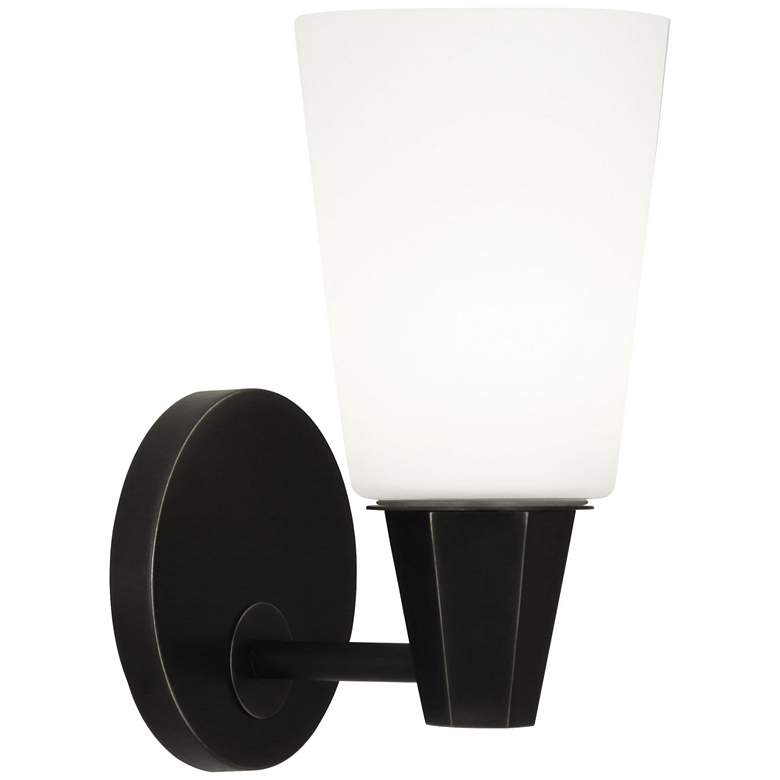 Image 1 Robert Abbey Wheatley Wall Sconce dark bronze w/white glass shade