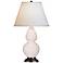 Robert Abbey White and Bronze Double Gourd Ceramic Table Lamp
