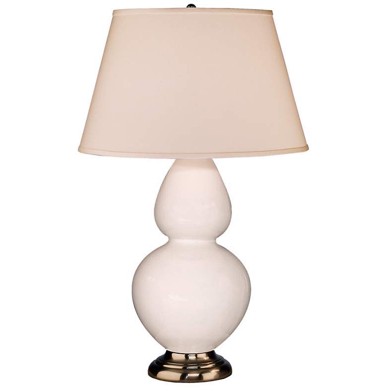 Image 1 Robert Abbey White and Silver Double Gourd Ceramic Table Lamp