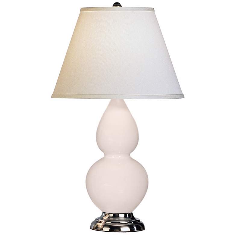 Image 1 Robert Abbey White and Silver Double Gourd Ceramic Table Lamp