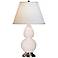 Robert Abbey White and Silver Double Gourd Ceramic Table Lamp