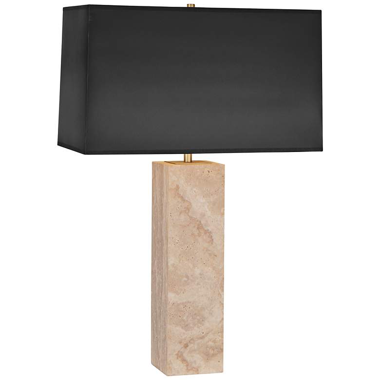 Image 1 Robert Abbey Wilma Black Parchment Travertine Table Lamp