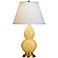 Robert Abbey Yellow and Brass Double Gourd Ceramic Table Lamp