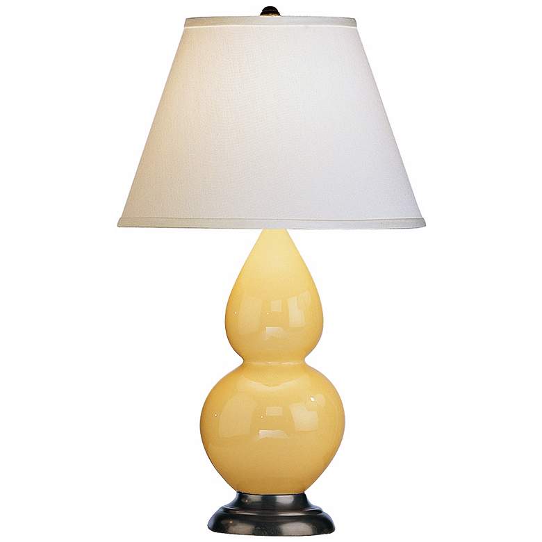 Image 1 Robert Abbey Yellow and Bronze Double Gourd Ceramic Table Lamp