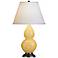 Robert Abbey Yellow and Bronze Double Gourd Ceramic Table Lamp