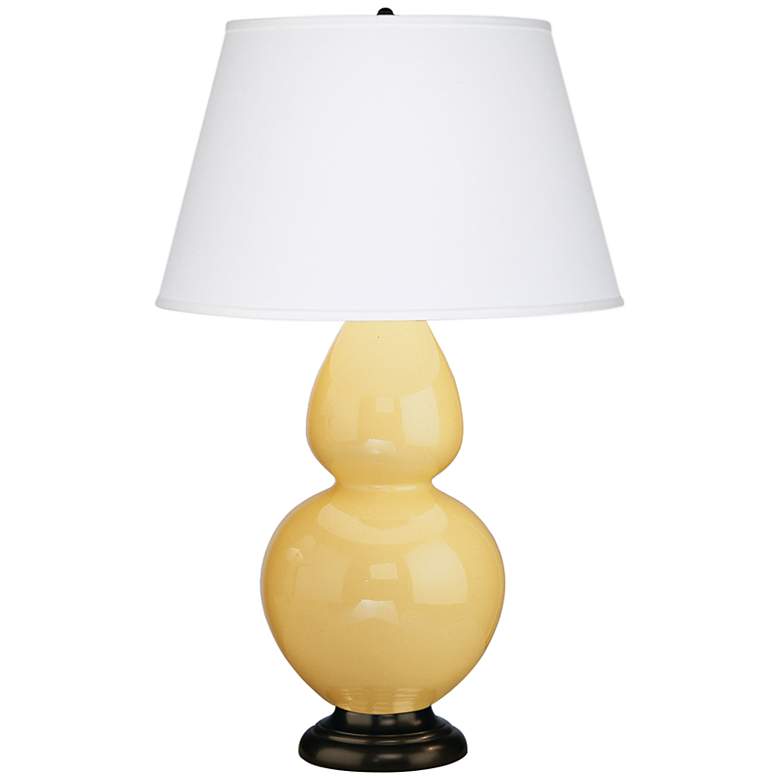 Image 1 Robert Abbey Yellow and Bronze Large Double Gourd Ceramic Table Lamp