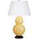 Robert Abbey Yellow and Bronze Large Double Gourd Ceramic Table Lamp